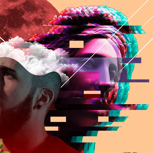 Detail of the collage composition